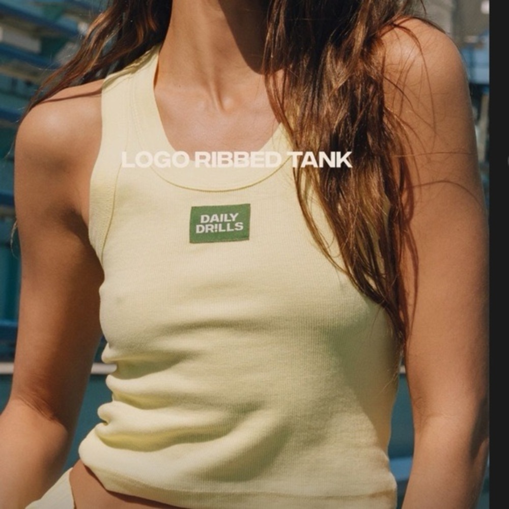 Daily Drills Yellow Ribbed Crop Tank Top
